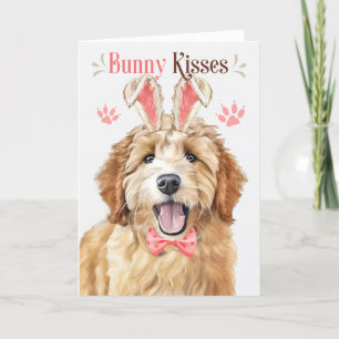 Tarjeta Festiva Perro goldendoodle en orejas de conejo por Pascua