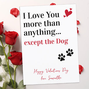 Tarjeta Festiva Perro gracioso que te amo Día de San Valentín lind