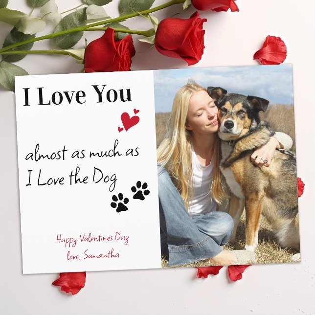 Tarjeta Festiva Perro gracioso que te amo Mascota Día de San Valen (Subido por el creador)