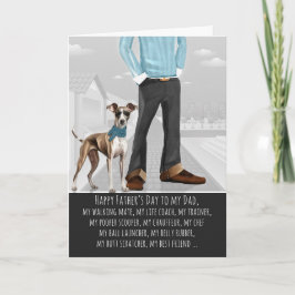 Tarjeta Festiva Perro Greyhound y Papá Divertido Día del Padre