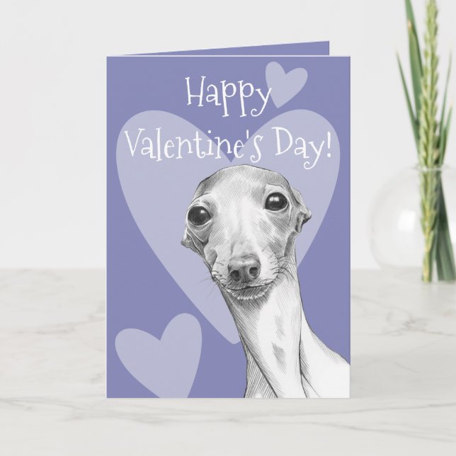 Tarjeta Festiva Perro griego italiano adorado con Día de San Valen (Anverso)