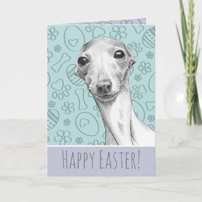 Tarjeta Festiva Perro griego italiano Patrón de Pascua Pastel (Anverso)