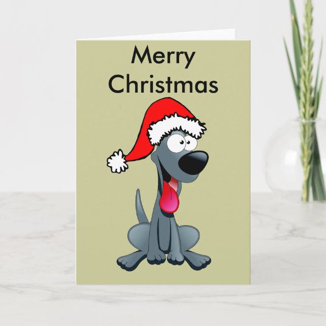 Tarjeta Festiva Perro gris gracioso (Anverso)