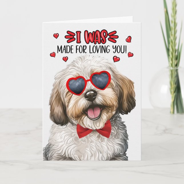 Tarjeta Festiva Perro hayano hecho para amarte San Valentín (Anverso)