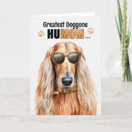 Tarjeta Festiva Perro hound afgano más grande Día de la Madre HuMO