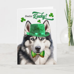 Tarjeta Festiva Perro Husky Siberiano se Siente Afortunado en el D