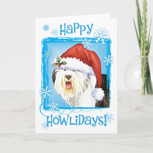 Tarjeta Festiva Perro inglés feliz de Howlidays Old (Anverso)