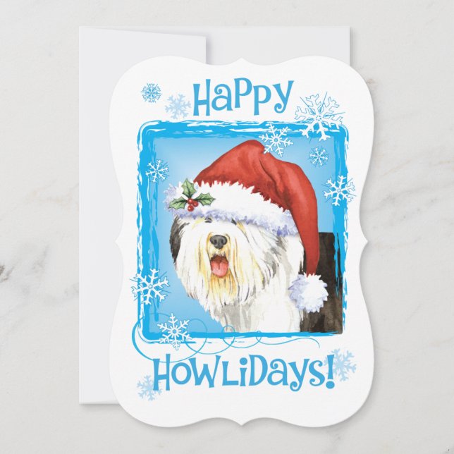 Tarjeta Festiva Perro inglés feliz de Howlidays Old (Anverso)