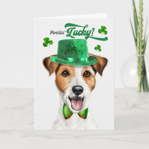 Tarjeta Festiva Perro Jack Russell se siente afortunado día de San