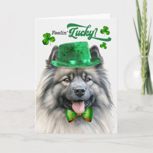 Tarjeta Festiva Perro Keeshond sintiéndose afortunado día de San P