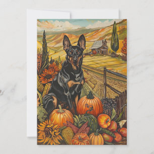 Tarjeta Festiva Perro Kelpie australiano cosecha otoño Acción de G