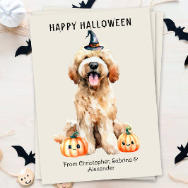 Tarjeta Festiva Perro Labradoodle Feliz Halloween