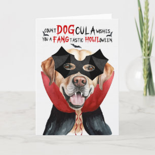 Tarjeta Festiva Perro Labrador Amarillo Divertido Conde DOGcula Ha