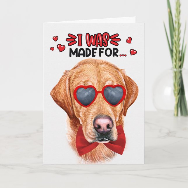 Tarjeta Festiva Perro Labrador Amarillo hecho para amarte San Vale (Anverso)