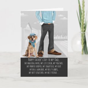 Tarjeta Festiva Perro Labrador Amarillo y Papá Divertido Día del P