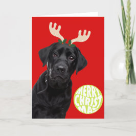 Tarjeta Festiva Perro Labrador Negro PetCristmas Pelota de Tenis D