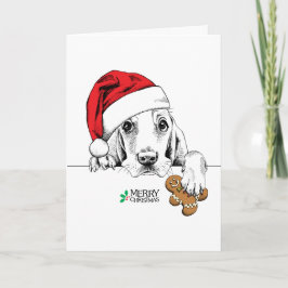 Tarjeta Festiva Perro lindo con galleta de pan de jengibre