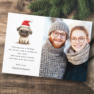 Tarjeta Festiva Perro lindo en Santa hat Fotos navideñas