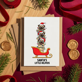 Tarjeta Festiva Perro lindo Santa Trineo Bulldog Francés