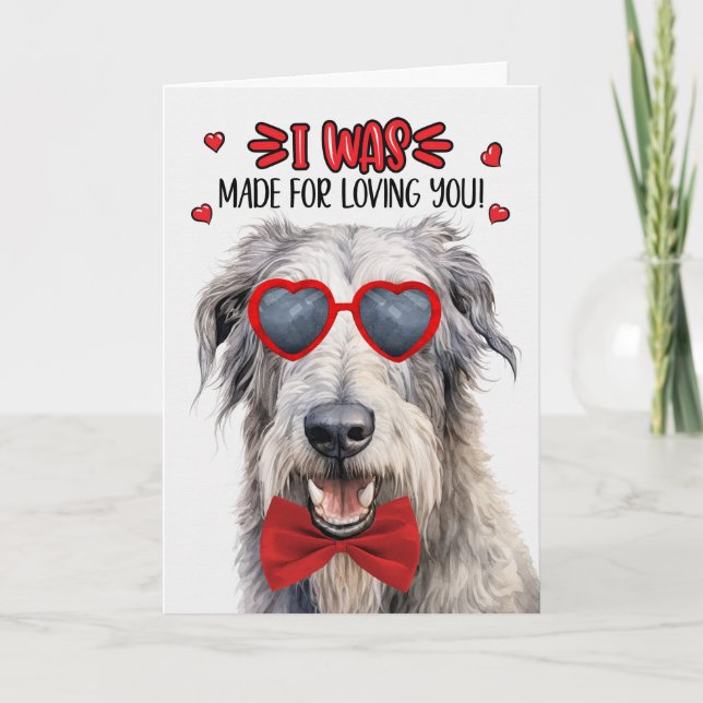 Tarjeta Festiva Perro lobo irlandés hecho para amarte San Valentín (Anverso)