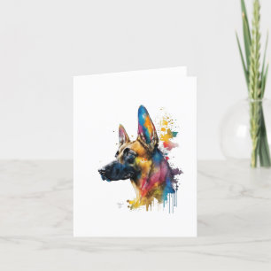 Tarjeta Festiva Perro malinés belga en acuarela y pluma