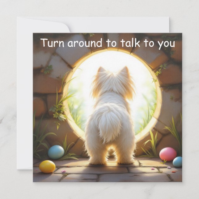 Tarjeta Festiva Perro maltés - Pascua (Anverso)