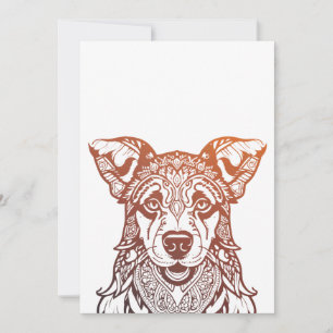 Tarjeta Festiva Perro Mandala Ornamental, perro dibujado a mano Ma