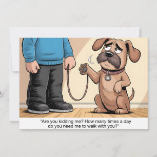 Tarjeta Festiva Perro Marrón Gruñón Divertido Caminando Dibujo Ani