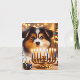 Tarjeta Festiva Perro mono de Hanukkah