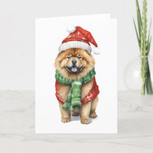 Tarjeta Festiva Perro navidad, Chow Chow BLANK