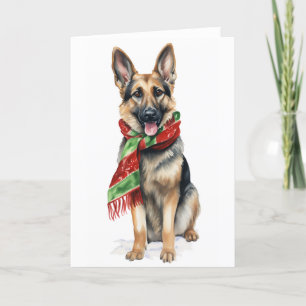 Tarjeta Festiva Perro navidad, perro de vacaciones, pastor alemán