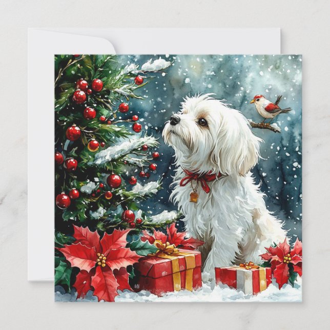 Tarjeta Festiva Perro navideño (Anverso)