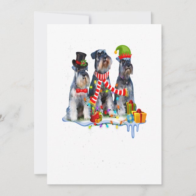 Tarjeta Festiva Perro Navideño Cute Miniature Schnauzer (Anverso)