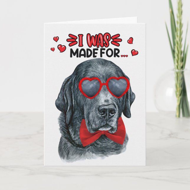 Tarjeta Festiva Perro negro de labrador hecho para amarte San Vale (Anverso)
