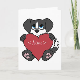 Tarjeta Festiva Perro negro del el día de San Valentín con el