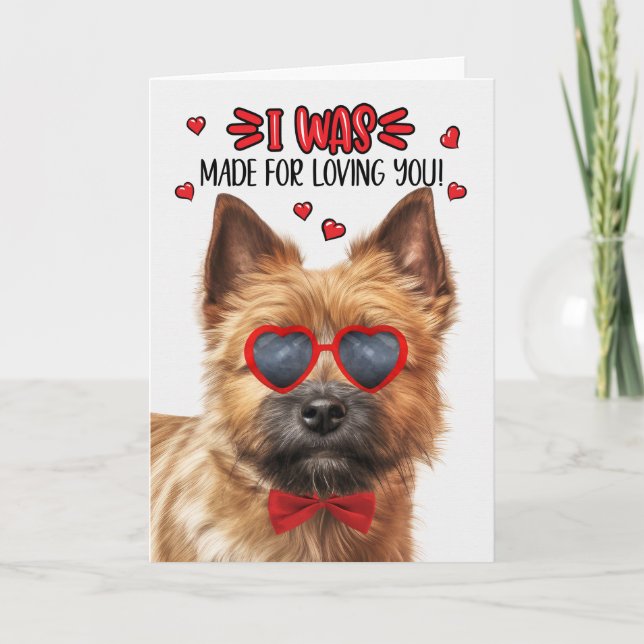 Tarjeta Festiva Perro Norwich Terrier hecho para amarte San Valent (Anverso)