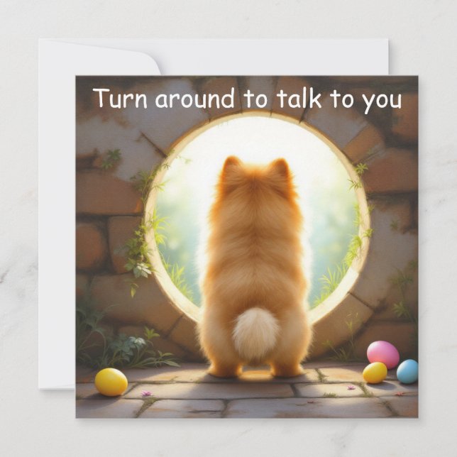 Tarjeta Festiva Perro panomerano - Pascua (Anverso)