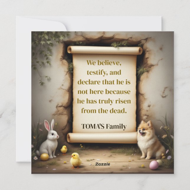 Tarjeta Festiva Perro panomerano y el mensaje (Reverso)