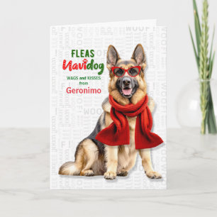 Tarjeta Festiva Perro Pastor Alemán Payasos Pulgas NaviDOG