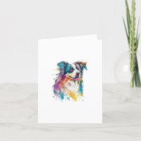 Perro pastor australiano en acuarela y pluma