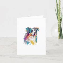 Tarjeta Festiva Perro pastor australiano en acuarela y pluma