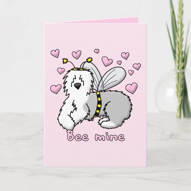 Tarjeta Festiva Perro pastor inglés viejo de la mina de la abeja (Anverso)