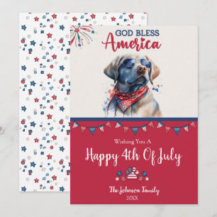 Tarjeta Festiva Perro Patriótico- Labrador Recuperador 4 De Julio