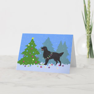 Tarjeta Festiva Perro perdiguero Plano-Revestido negro - bosque