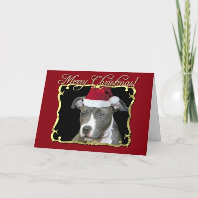 Tarjeta Festiva Perro pitbull navidades (Anverso)