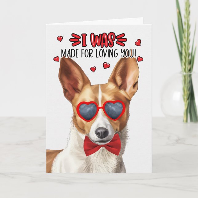 Tarjeta Festiva Perro podengo hecho para amarte San Valentín (Anverso)