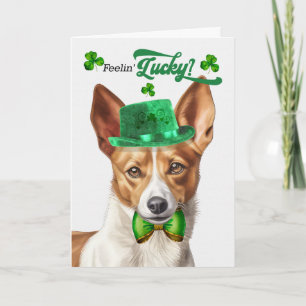 Tarjeta Festiva Perro Podengo Sintiéndose Afortunado Día de San Pa