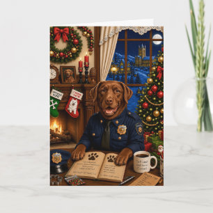 Tarjeta Festiva Perro Policía Labrador