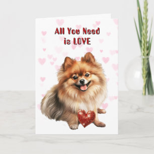 Tarjeta Festiva Perro Pomeraniano Cuto Todo Lo Que Necesitas San V