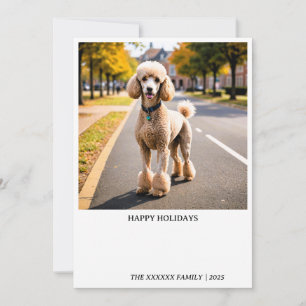 Tarjeta Festiva Perro Poodle Lindo de Fiesta al Aire Libre